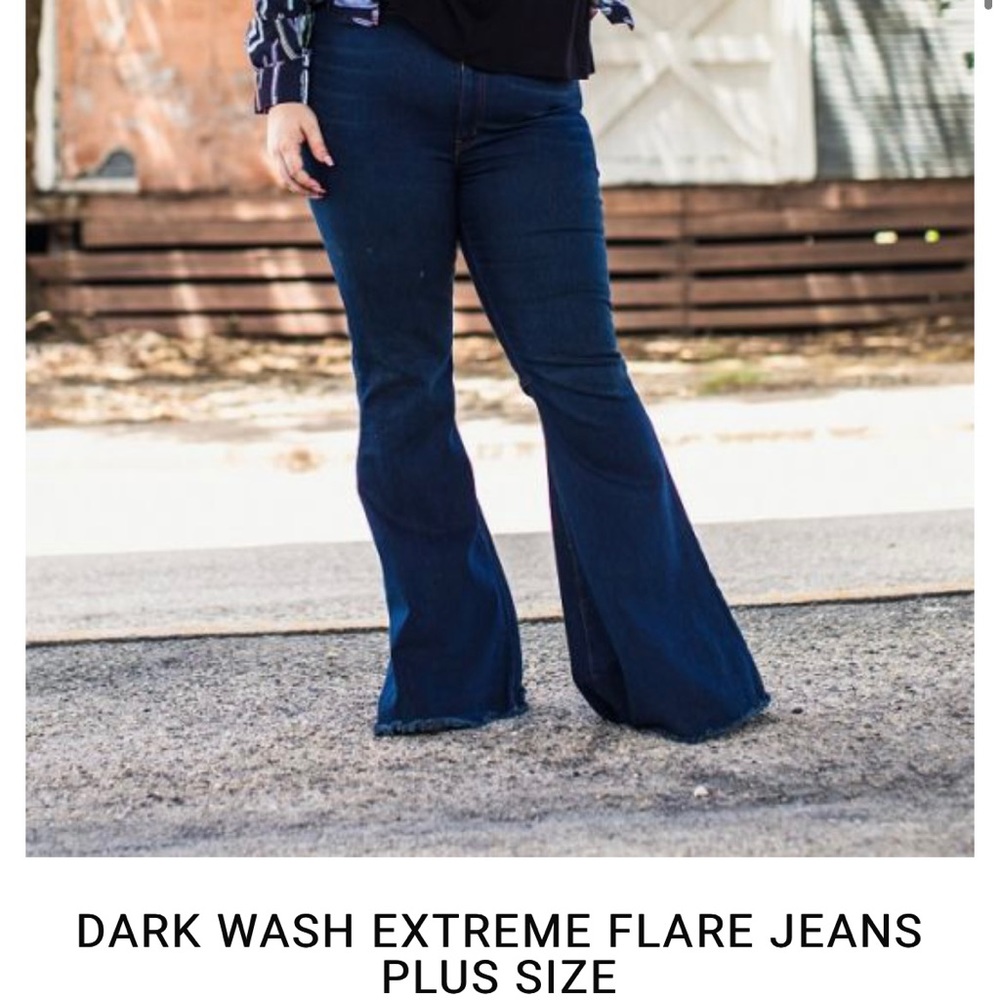 L&B PLUS SIZE dark wash extreme flare jeans 14 16 20